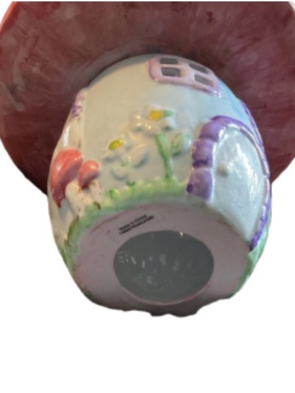 Pink & Blue Ceramic Mushroom Candle Holder. 9” high, 21”mushroom bottom - Picture 3 of 4